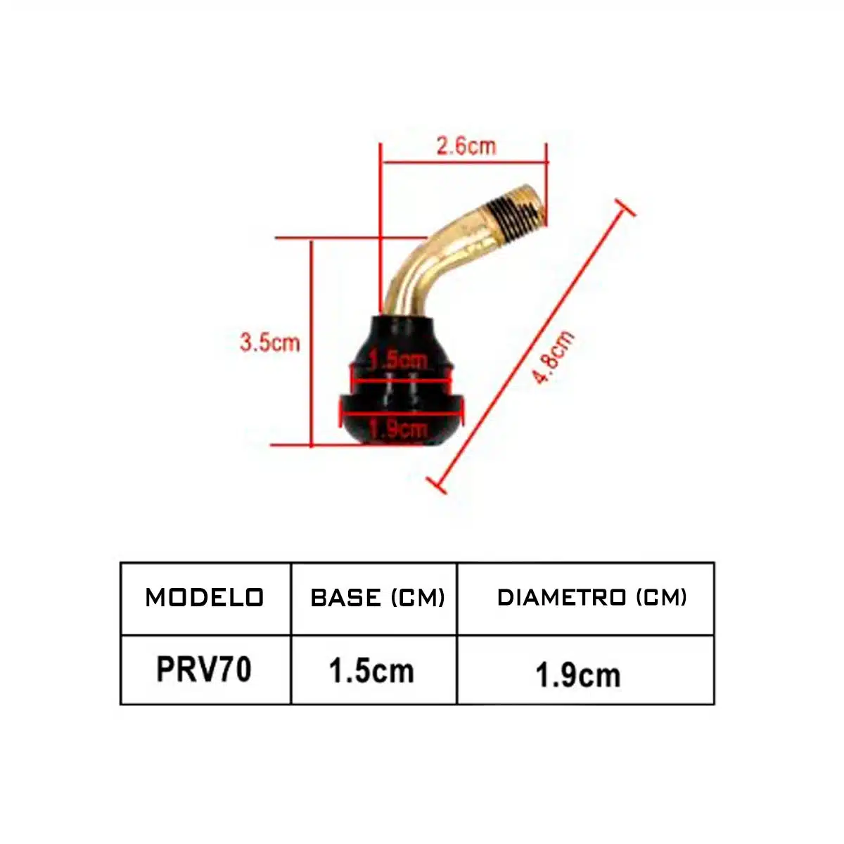 Valvula Curva 135 Tubeless PVR70